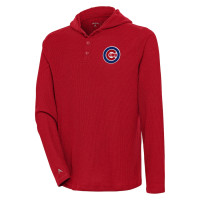 Adult Men's Chicago Cubs Antigua Strong Hold Long Sleeve Henley baseball Hoodie baseball T-shirt - Red Adult Men's Chicago Cubs Antigua Strong Hold Long Sleeve Henley baseball Hoodie baseball T-shirt - Red