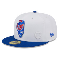 Adult Men's Chicago Cubs New Era State 59FIFTY Fitted Hat - White/Royal Adult Men's Chicago Cubs New Era State 59FIFTY Fitted Hat - White/Royal