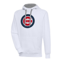 Adult Men's Chicago Cubs Antigua Victory Chenille Pullover baseball Hoodie - White
