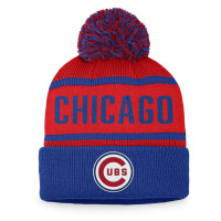 Adult Men's Chicago Cubs Cooperstown Collection Cuffed Knit Hat with Pom - Royal/Red