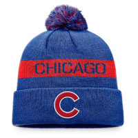Adult Men's Chicago Cubs League Logo Cuffed Knit Hat with Pom - Royal/Red