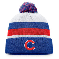 Adult Men's Chicago Cubs Stripe Cuffed Knit Hat with Pom - Royal
