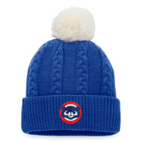 Women's Chicago Cubs Cable Cuffed Knit Hat with Pom - Royal