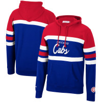 Adult Men's Chicago Cubs Mitchell & Ness Head Coach Pullover baseball Hoodie - Royal/Red