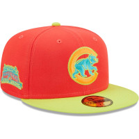 Adult Men's Chicago Cubs New Era Lava Highlighter Combo 59FIFTY Fitted Hat - Red/Neon Green
