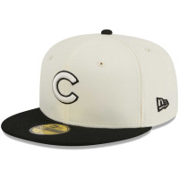 Adult Men's Chicago Cubs New Era Chrome 59FIFTY Fitted Hat - Stone/Black