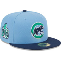 Adult Men's Chicago Cubs New Era Green Undervisor 59FIFTY Fitted Hat - Light Blue/Navy