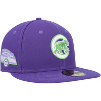 Adult Men's Chicago Cubs New Era Lime Side Patch 59FIFTY Fitted Hat - Purple