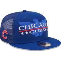 Adult Men's Chicago Cubs New Era Patriot Trucker 9FIFTY Snapback Hat - Royal