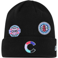 Adult Men's Chicago Cubs New Era Polar Lights Cuffed Knit Hat - Black