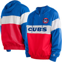 Adult Men's Chicago Cubs New Era Raglan Quarter-Zip baseball Hoodie - Red