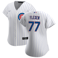 Women's Chicago Cubs #77 Chris Flexen White Home Replica Player Jersey