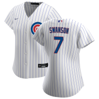 Women's Chicago Cubs #7 Dansby Swanson White Home Replica Player Jersey