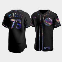 Men's Chicago Cubs Adbert Alzolay Black Iridescent Logo Authentic Holographic Limited Jersey Men's Chicago Cubs Adbert Alzolay Black Iridescent Logo Authentic Holographic Limited Jersey
