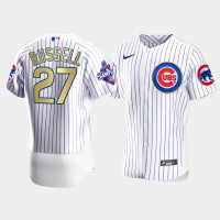 Men's Chicago Cubs #27 Addison Russell White 2016 World Series Champions Nike Jersey
