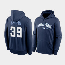 Men's Chicago Cubs #39 Andrew Chafin 2021 City Connect Navy Therma Hoodie