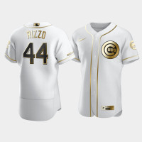 Men's Chicago Cubs #44 Anthony Rizzo White Golden Edition Authentic Jersey Men's Chicago Cubs #44 Anthony Rizzo White Golden Edition Authentic Jersey