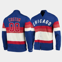 Men's Chicago Cubs Custom Royal Front Stripe Mitchell & Ness Full-Zip Sweater Men's Chicago Cubs Custom Royal Front Stripe Mitchell & Ness Full-Zip Sweater