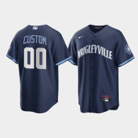 Men's Chicago Cubs Custom #00 Navy 2021 City Connect Replica Jersey