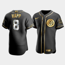 Men's Chicago Cubs Ian Happ #8 Black Golden Edition Authentic Jersey Men's Chicago Cubs Ian Happ #8 Black Golden Edition Authentic Jersey