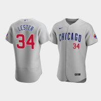 Men's Chicago Cubs #34 Jon Lester Gray Authentic 2020 Road Jersey Men's Chicago Cubs #34 Jon Lester Gray Authentic 2020 Road Jersey