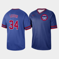 Men's Chicago Cubs Jon Lester #34 Royal Cooperstown Collection V-Neck Legend Jersey