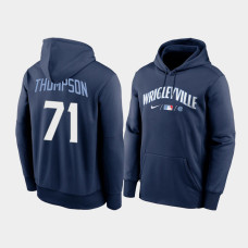 Men's Chicago Cubs #71 Keegan Thompson 2021 City Connect Navy Therma Hoodie