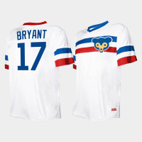 Men's Chicago Cubs #17 Kris Bryant Cooperstown Collection V-Neck White Jersey Men's Chicago Cubs #17 Kris Bryant Cooperstown Collection V-Neck White Jersey