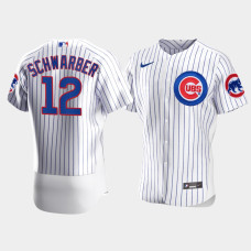 Men's Chicago Cubs #12 Kyle Schwarber White Authentic Nike Jersey