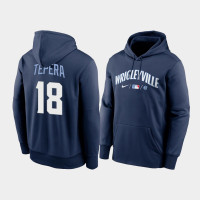Men's Chicago Cubs #18 Ryan Tepera 2021 City Connect Navy Therma Hoodie