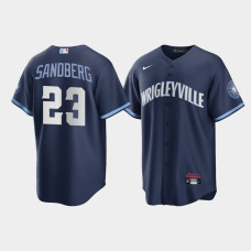 Men's Chicago Cubs Ryne Sandberg Navy 2021 City Connect Replica Jersey Men's Chicago Cubs Ryne Sandberg Navy 2021 City Connect Replica Jersey