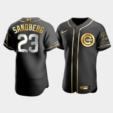 Men's Chicago Cubs Ryne Sandberg #23 Black Golden Edition Authentic Jersey Men's Chicago Cubs Ryne Sandberg #23 Black Golden Edition Authentic Jersey