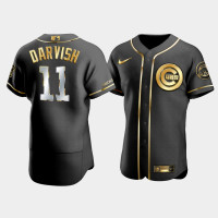 Men's Chicago Cubs Yu Darvish #11 Black Golden Edition Authentic Jersey Men's Chicago Cubs Yu Darvish #11 Black Golden Edition Authentic Jersey