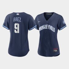 Women's Chicago Cubs Javier Baez #9 Navy 2021 City Connect Replica Jersey