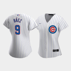 Women's Chicago Cubs Javier Baez #9 White Replica Nike 2020 Home Jersey