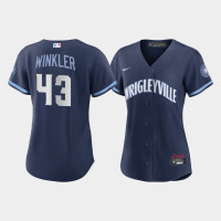 Women Chicago Cubs Dan Winkler #43 Navy 2021 City Connect Replica Jersey