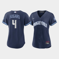 Women Chicago Cubs Eric Sogard #4 Navy 2021 City Connect Replica Jersey