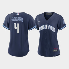 Women Chicago Cubs Eric Sogard #4 Navy 2021 City Connect Replica Jersey