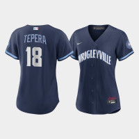 Women Chicago Cubs Ryan Tepera #18 Navy 2021 City Connect Replica Jersey