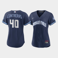 Women Chicago Cubs Willson Contreras #40 Navy 2021 City Connect Replica Jersey