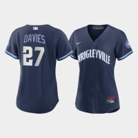 Women Chicago Cubs Zach Davies #27 Navy 2021 City Connect Replica Jersey