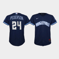 Youth Chicago Cubs Joc Pederson #24 Navy 2021 City Connect Replica Jersey