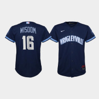 Youth Chicago Cubs Patrick Wisdom #16 Navy 2021 City Connect Replica Jersey