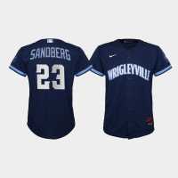 Youth Chicago Cubs Ryne Sandberg #23 Navy 2021 City Connect Replica Jersey